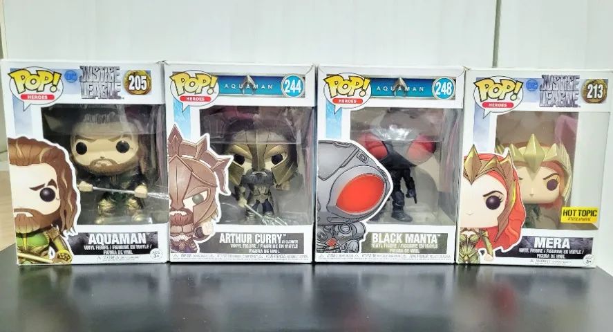 Funko Pop Kit Aquaman, Mera, Black Manta E Arthur Curry