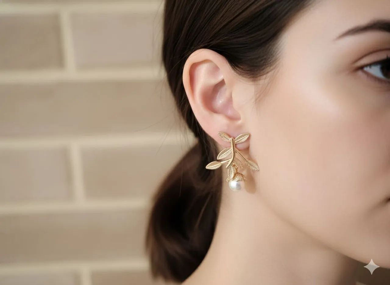 Brinco Ramo de flores com Pérola Delicado - Foto 2