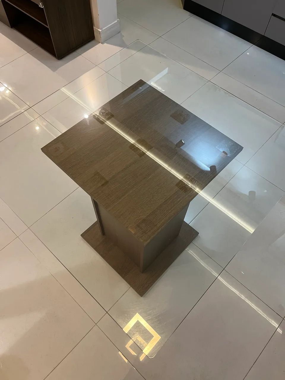 Mesa quadrada mdf e vidro 80x80 - Foto 5