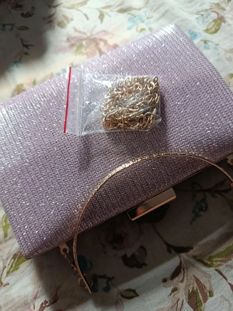 Clutch rosa com brilho - Foto 4