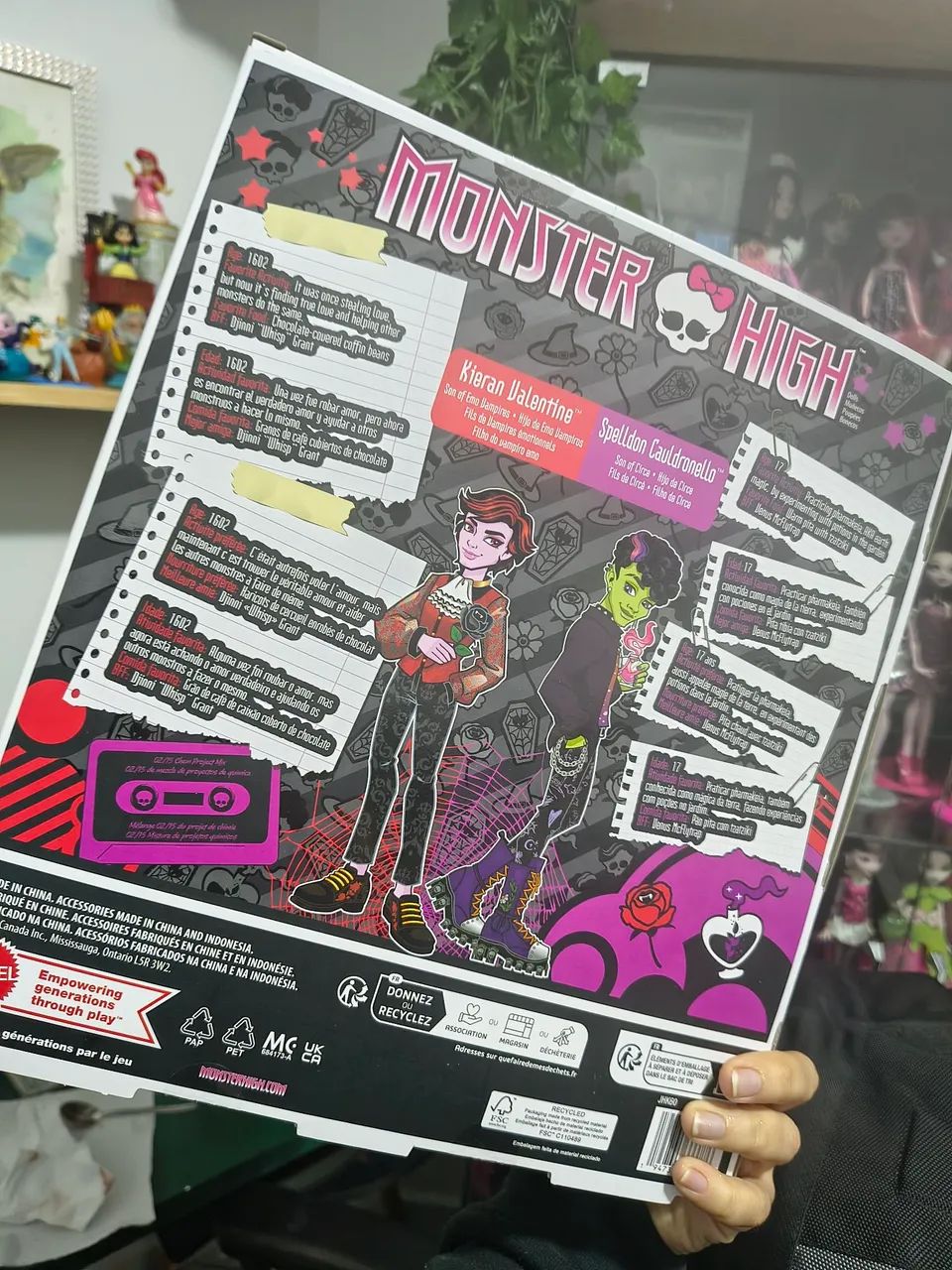 Caixa kieran Valentine e spelldon Monster high 