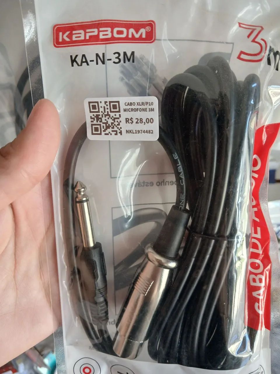 Cabo XLR microfone/P10 (cabo 3metros)