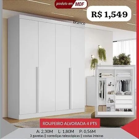 Guarda Roupa 4 portas MDF - Promoção  - Foto 3
