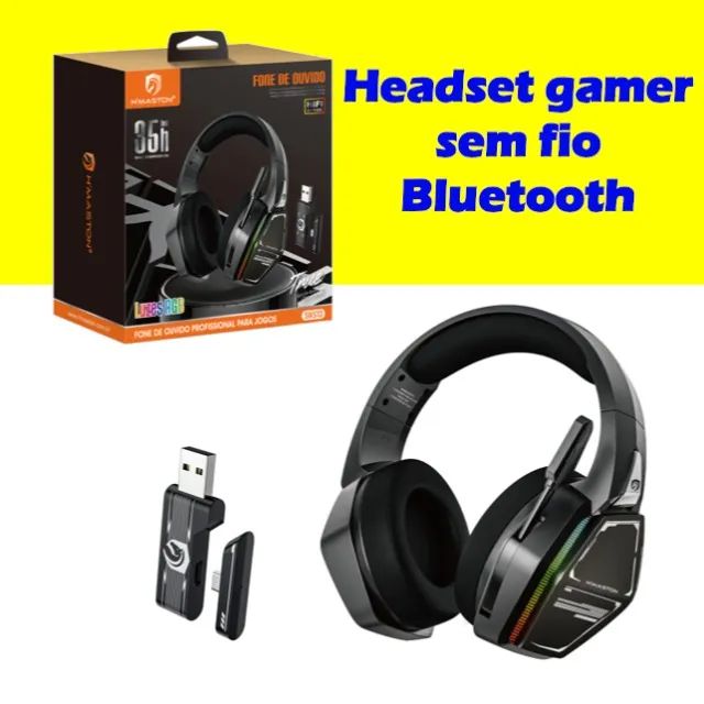 Fone Headset gamer sem fio Bluetooth Com Microfone Com Adaptador