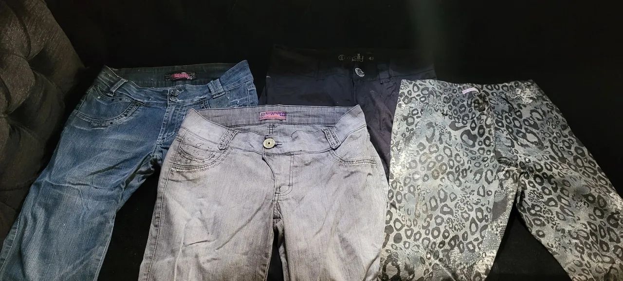 Lote 25 calças jeans para brechós bazar roupas usada em bom estado