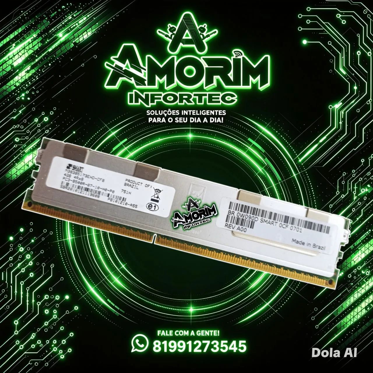 MEMÓRIA 4GB DDR3 SMART ECC PC3-8500R. 1066Mz.