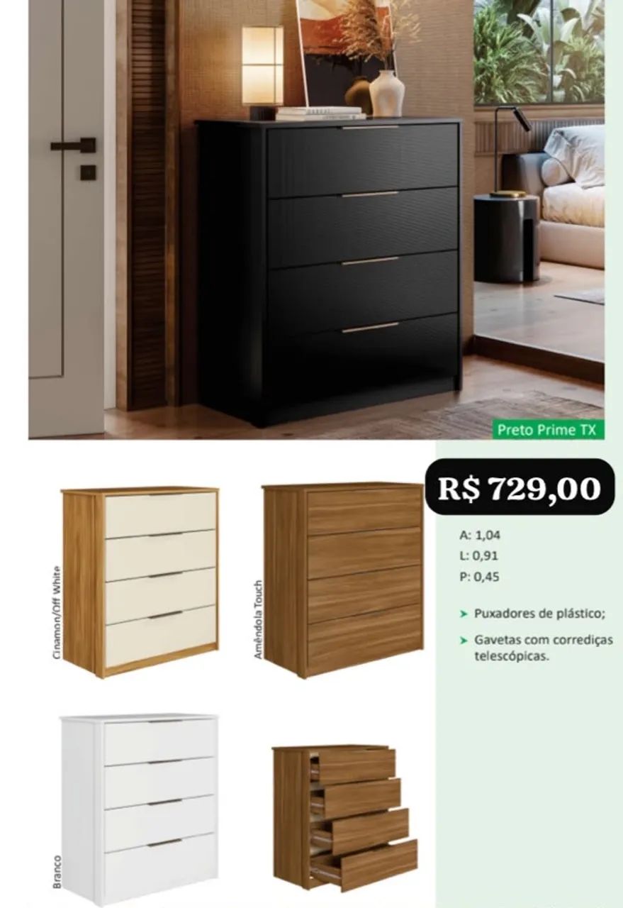 Cômoda Áurea  4 gavetas