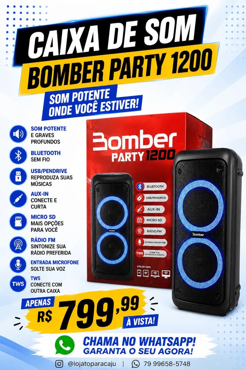 Caixa de som BOMBER PARTY 1200