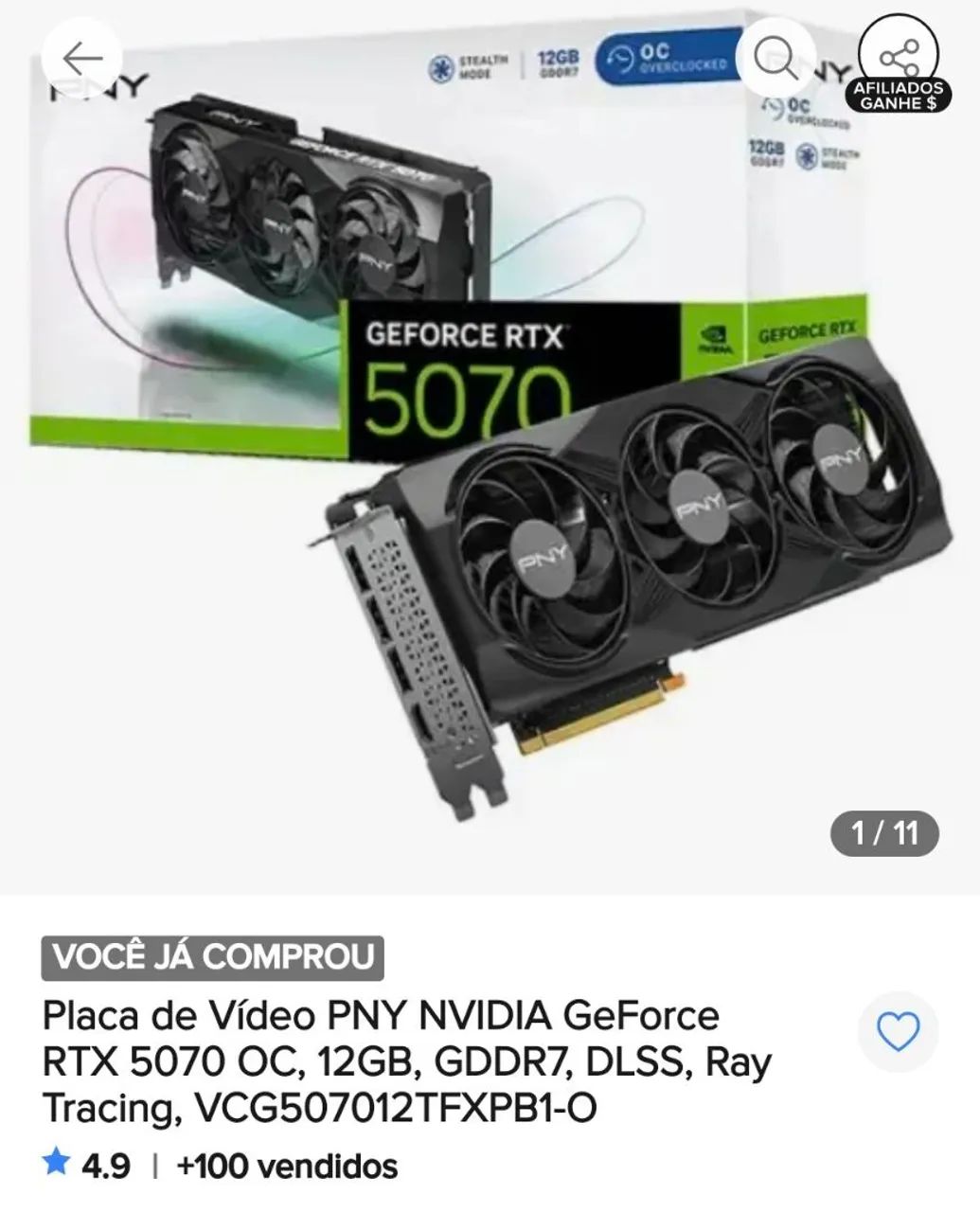 LACRADA/VENDA/TROCA - RTX 5070 - Foto 2