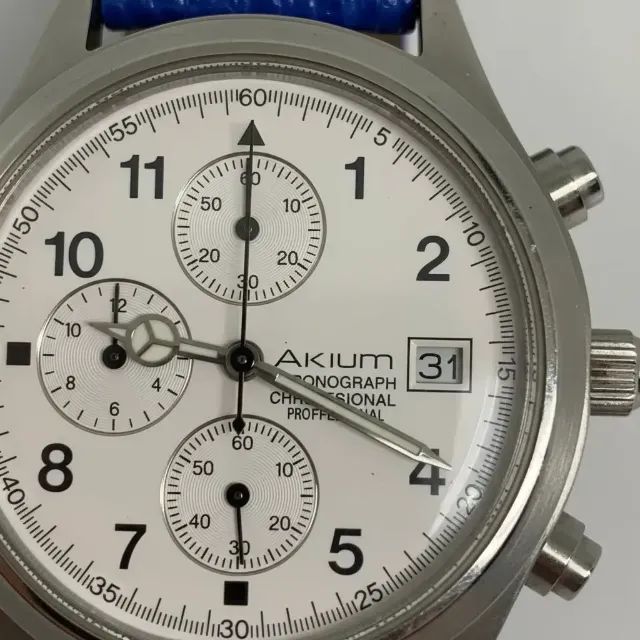 Relógio Masc. Akium Chronograph Vivara Pulseira Couro Azul  - Foto 3