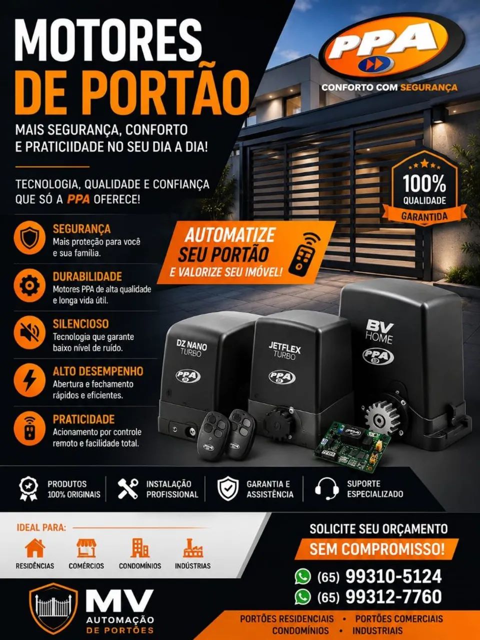 Motores para portão eletrônico PPA jetflex 5 segundos 