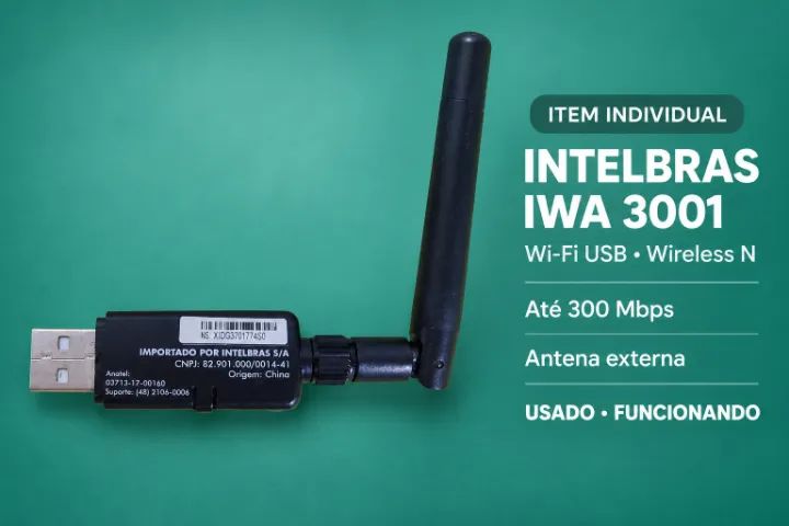Adaptador Wi-Fi USB Intelbras IWA 3001 com antena