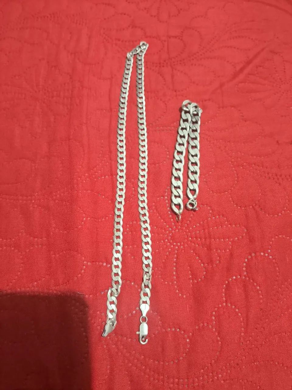 Prata legítima Pulseira e cordão 