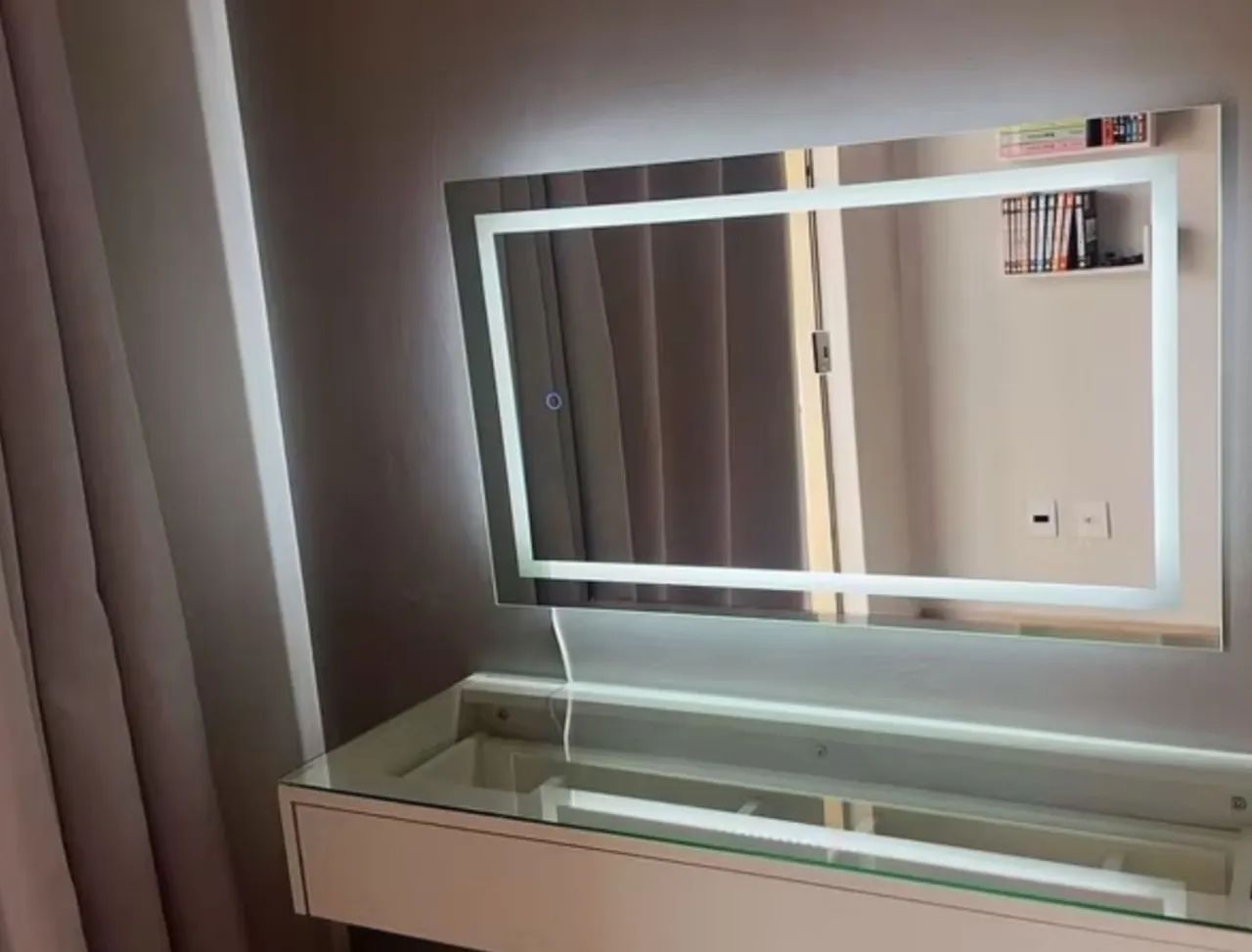 Espelho Retangular com LED 80x50 cm Touch 3 Tons de Luz