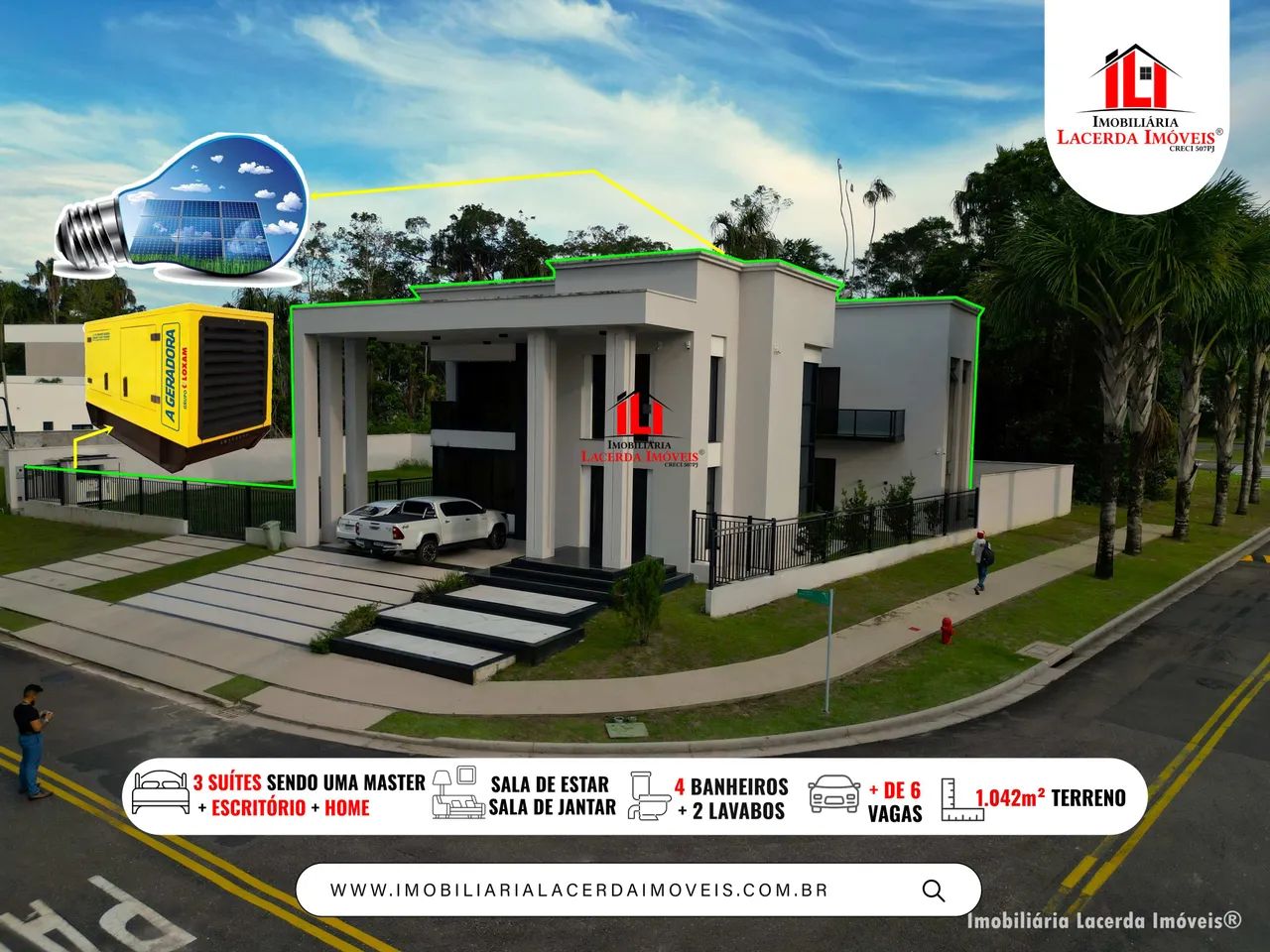 Alphaville Manaus 2 - Casa Duplex 3 Suítes Master, Escritório, Gourmet e Energia Solar
