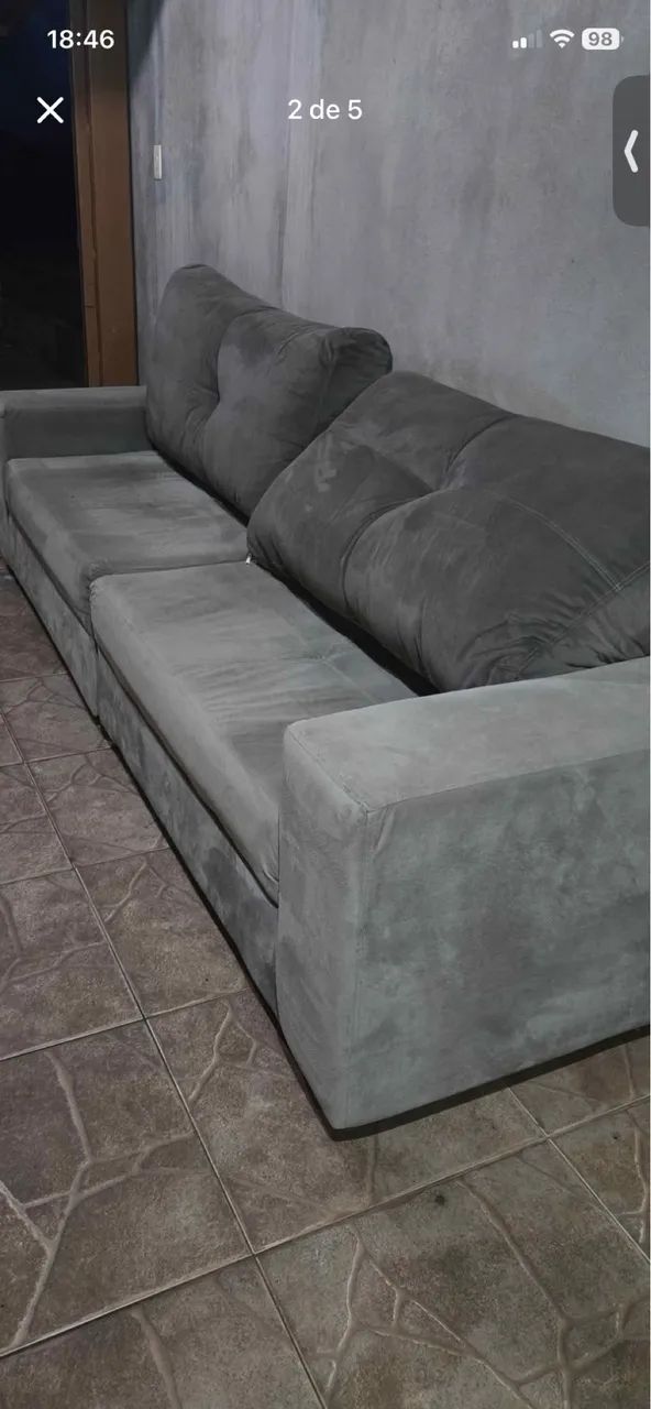 Sofá modular suede cinza  - Foto 4