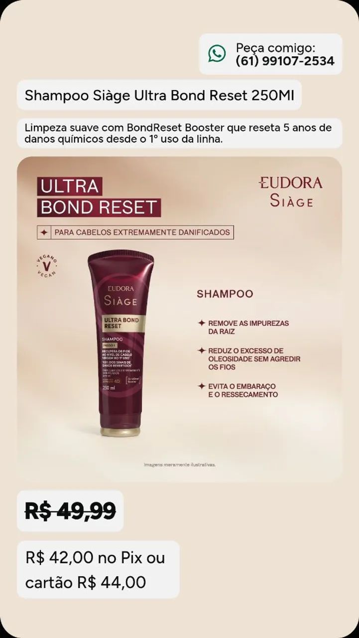 Combo Siage Ultra Bond Reset Shampo + Cond - Foto 3