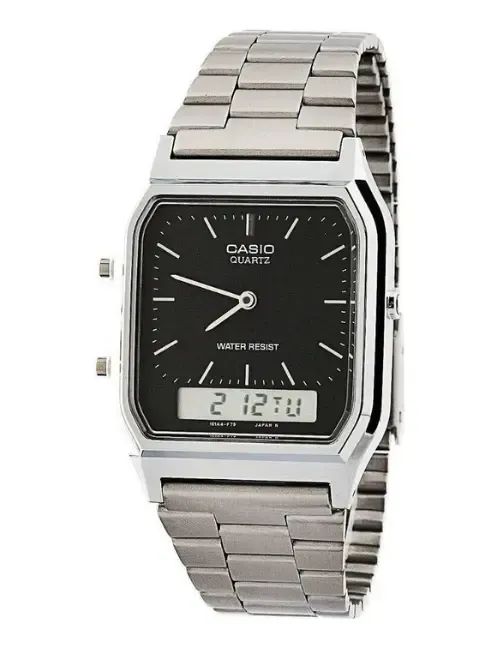 Relógio Casio Digital e Analógico Aço Inox Unisex Resistente a Água 