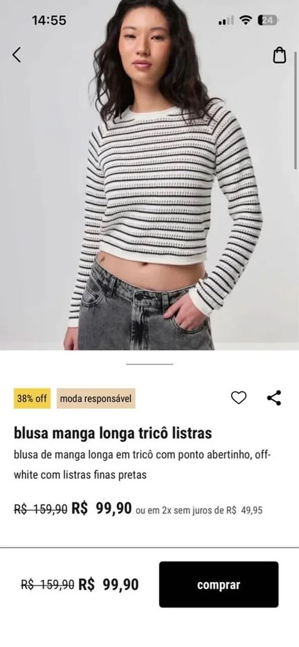 Blusa manga longa tricô listers youcom - Foto 3