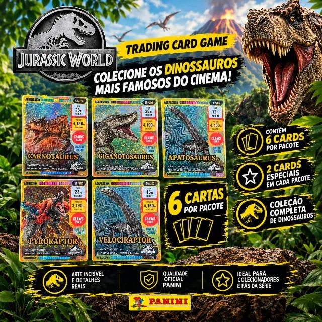 Jurassic World Panini - Pacote com 6 Cards - Foto 2