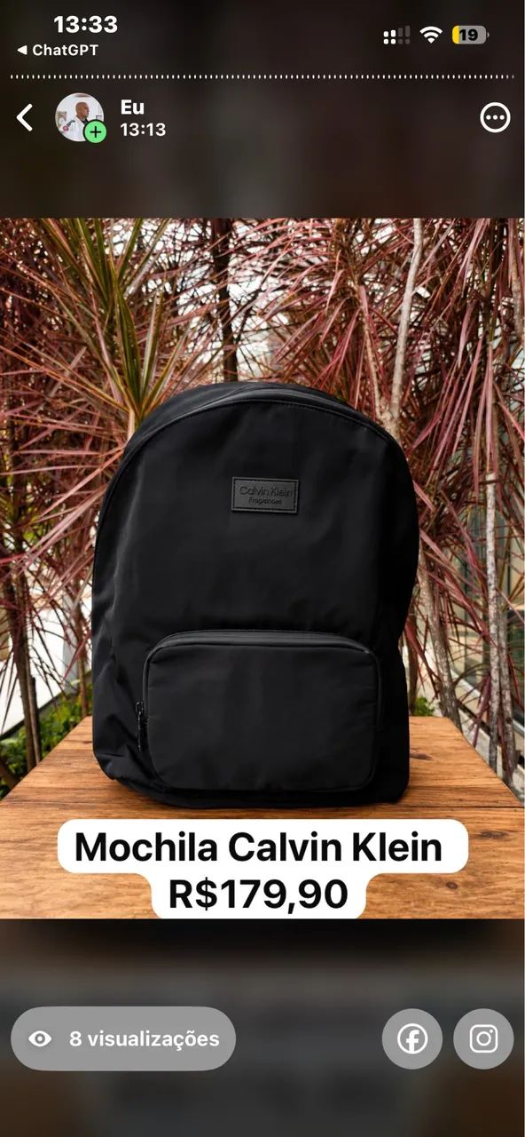 Mochila Calvin Klein original preta importada nova na embalagem 