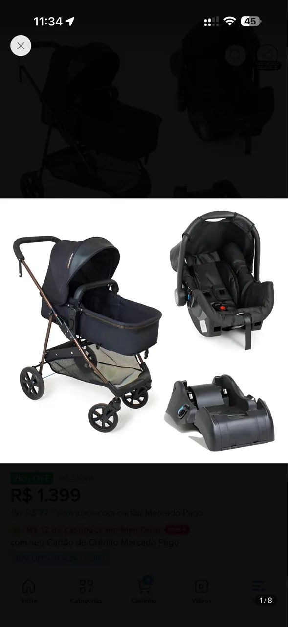 Kit carrinho de bebê galzerano 