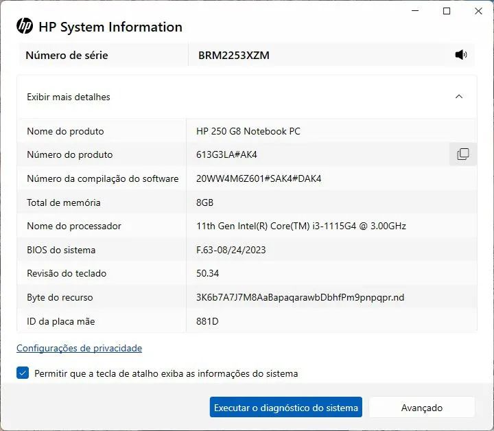 Notebook Hp G8