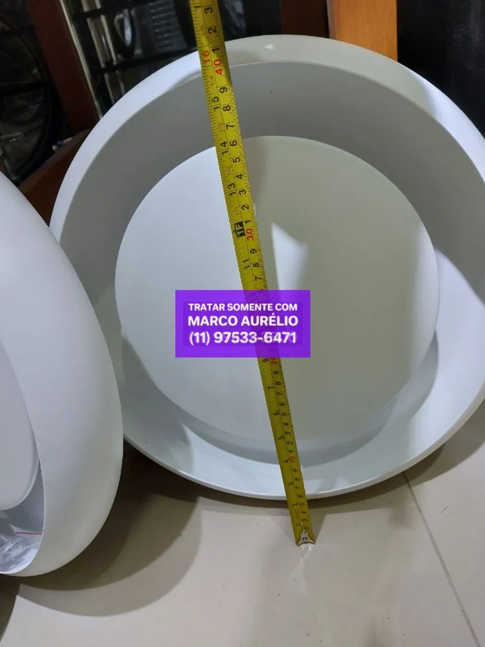 2x Luminárias Plafon Eclipse Luz Indireta 41 CM Diâmetro + 6 Lâmpadas - R$ 400 o Par - Foto 2