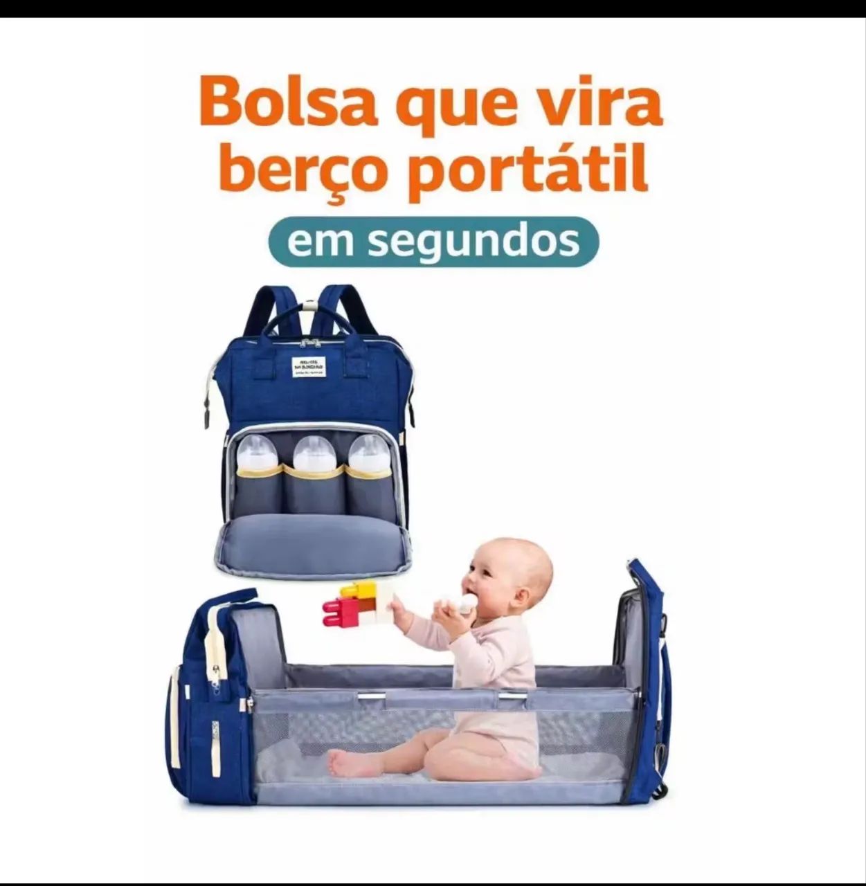 MOCHILA/BOLSA MATERNIDADE CINZA - Foto 4