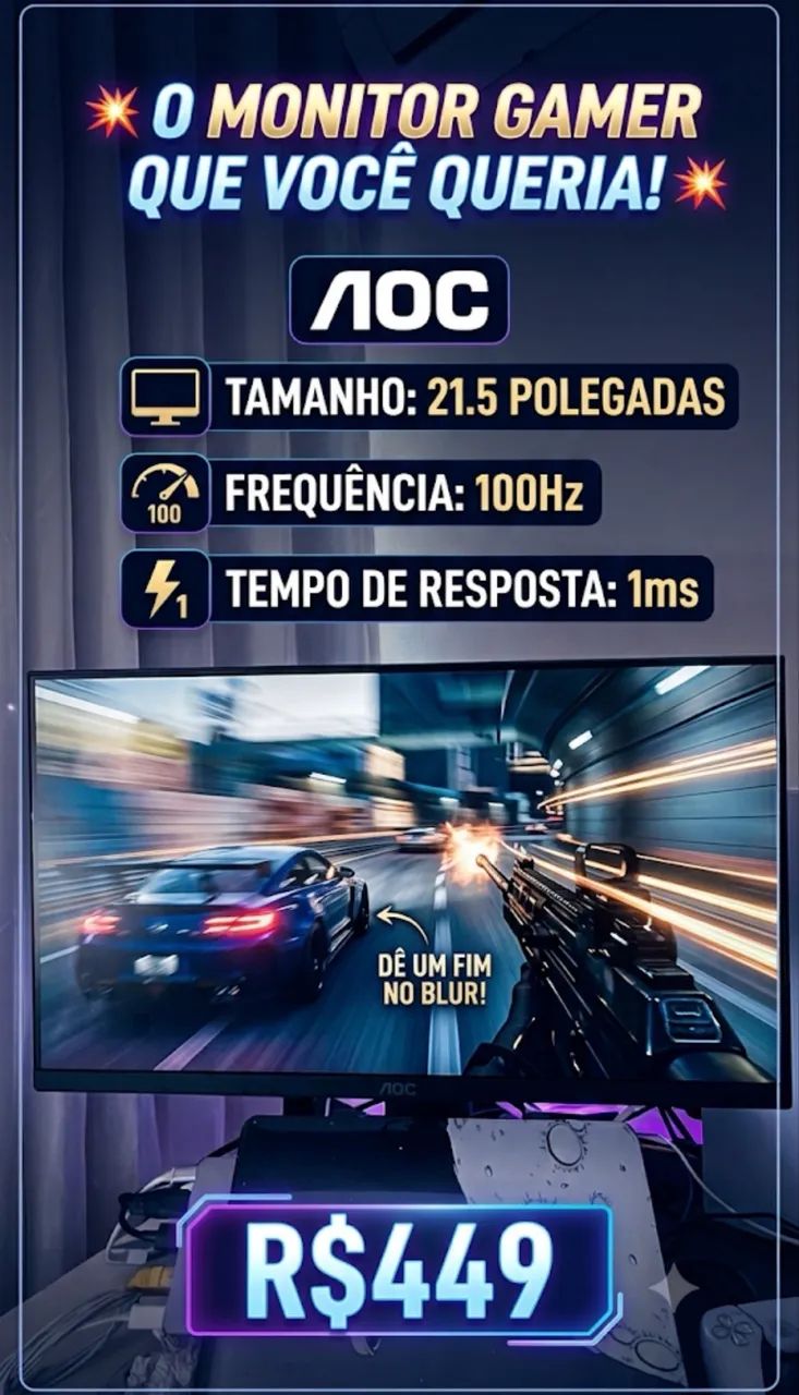 Monitor gamer AOC imperdível 