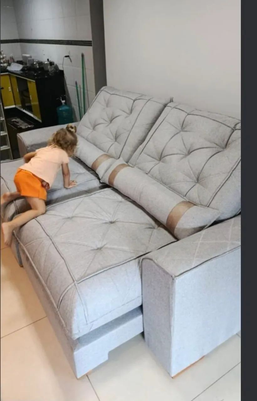 SOFÁ RETRÁTIL E RECLINÁVEL 2,50m Vicam029 Molas ENSACADAS   - Foto 3