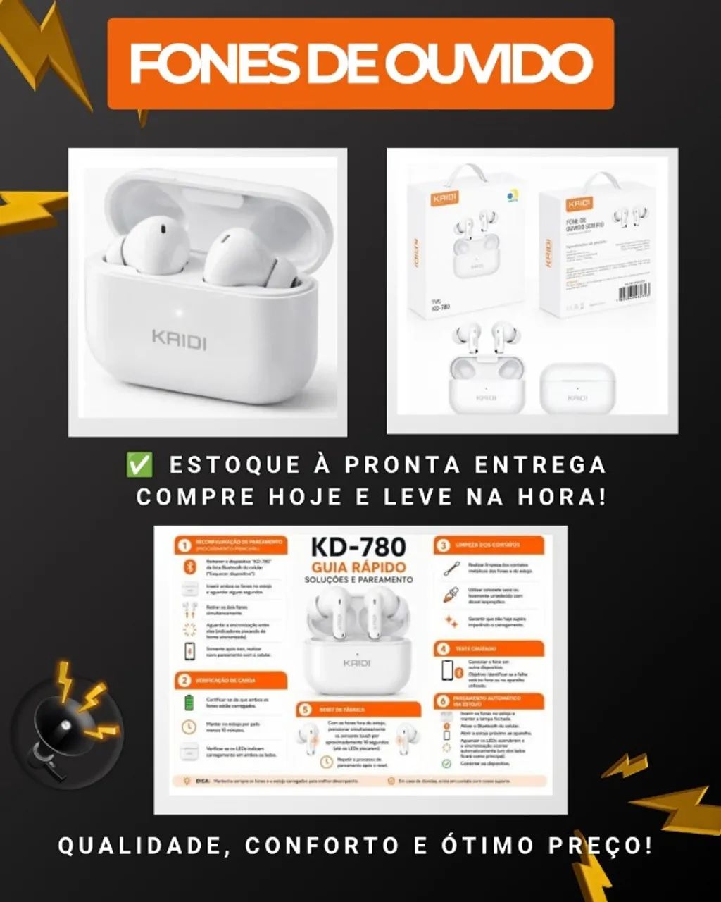 FONE DE OUVIDO KAIDI 