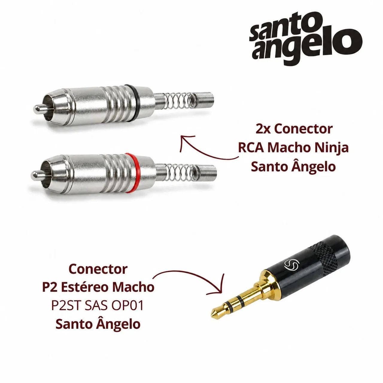 Cabo P2 Estéreo para 2 RCA Santo Ângelo - 1 Metros - Foto 2