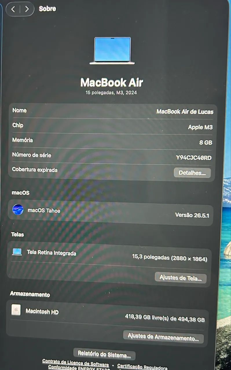 MACBOOCK M3, tela 15?,  512SSD - Foto 4