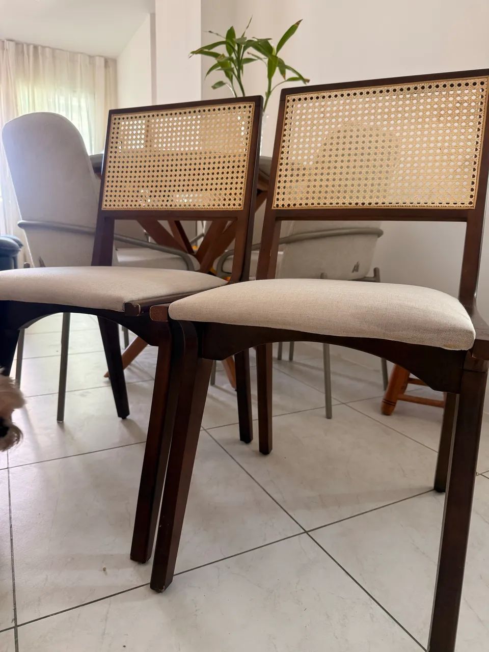 Par de cadeiras de jantar em madeira com palhinha - Foto 3