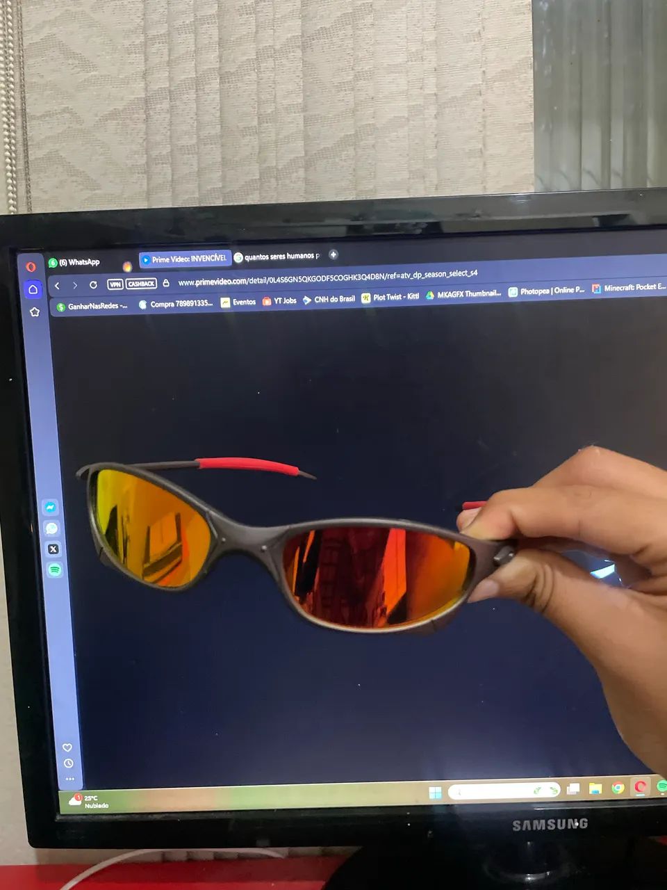 OCULOS DE SOL -  JULIETE - LUPA - VERMELHA - Foto 4