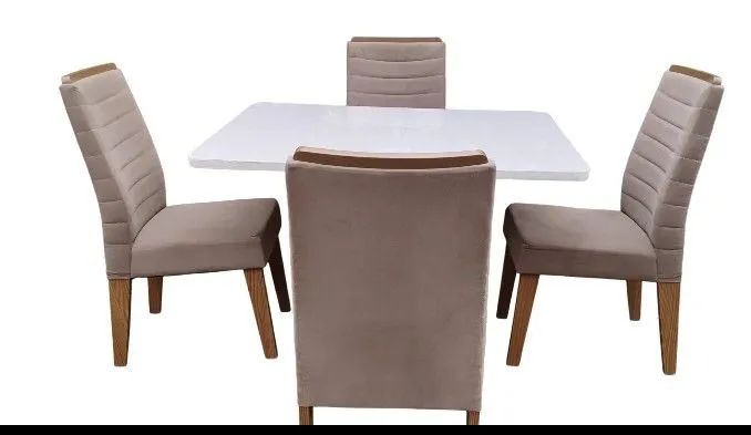 Vendo mesa de vidro com 4 cadeiras estofadas