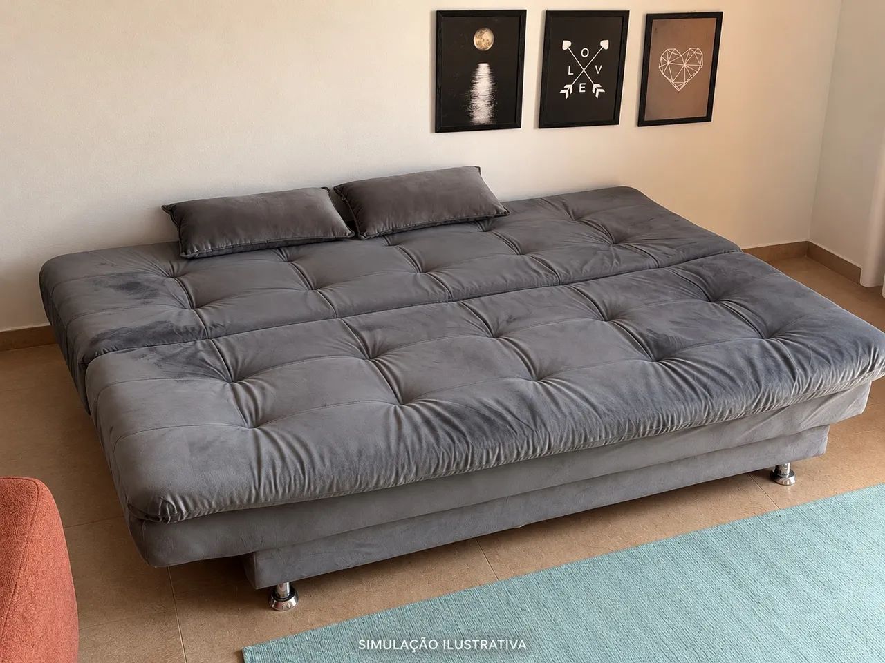 Sofá cama cinza  - Foto 2