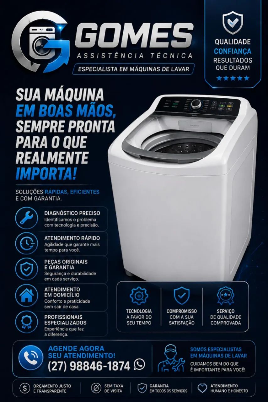Assistência técnica máquina de lavar. 