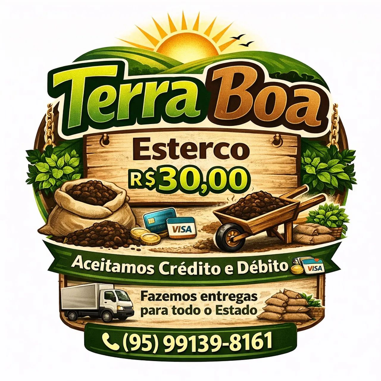 Esterco R$30 aceitamos crédito e débito 