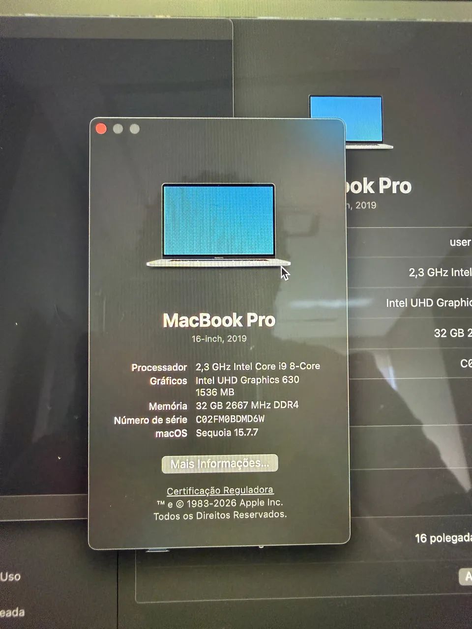 美品MacBookPro i9 32GBメモリ1TBSDD16インチOS26.5 MacBook Pro i9
