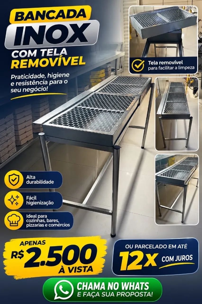 Bancada de Inox industrial 