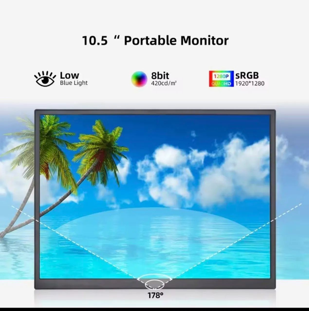 Display Portátil ZSUS de 10,5 polegadas 1280P - Foto 5
