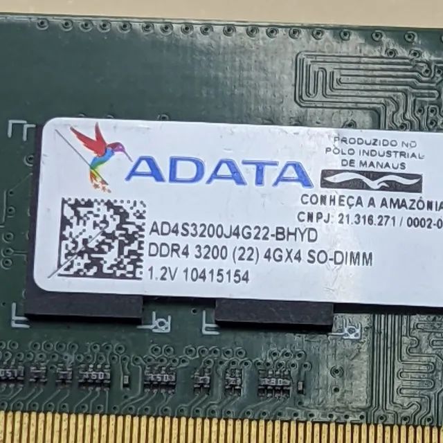 memória RAM adata DDR4 4GB 3200Mhz CL22  - Foto 2