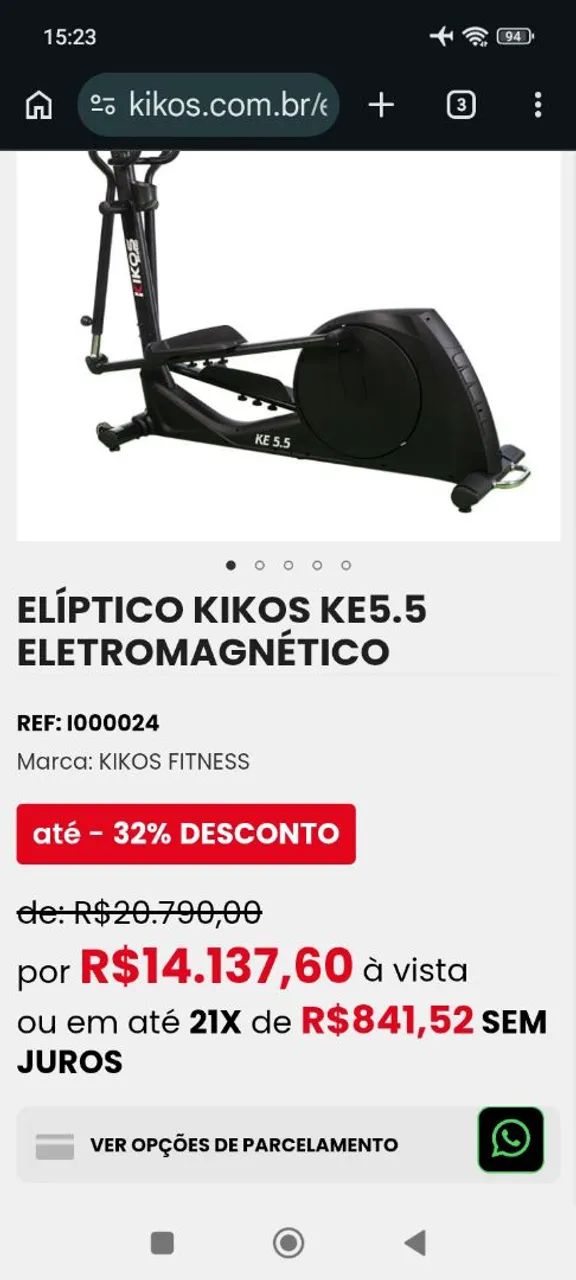 Elíptico Kikos Ke5.8I Eletromagnético - 32 Níveis de Tensão - Passada 40cm - Foto 5