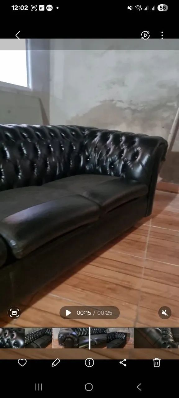 Sofá retrô em couro de 5 lugares  - Foto 5