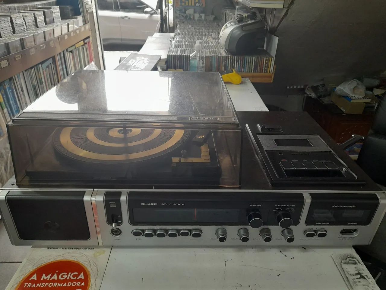 Aparelho antigo de som 3×1 sharp solid state modelo sg 165 ano 1976