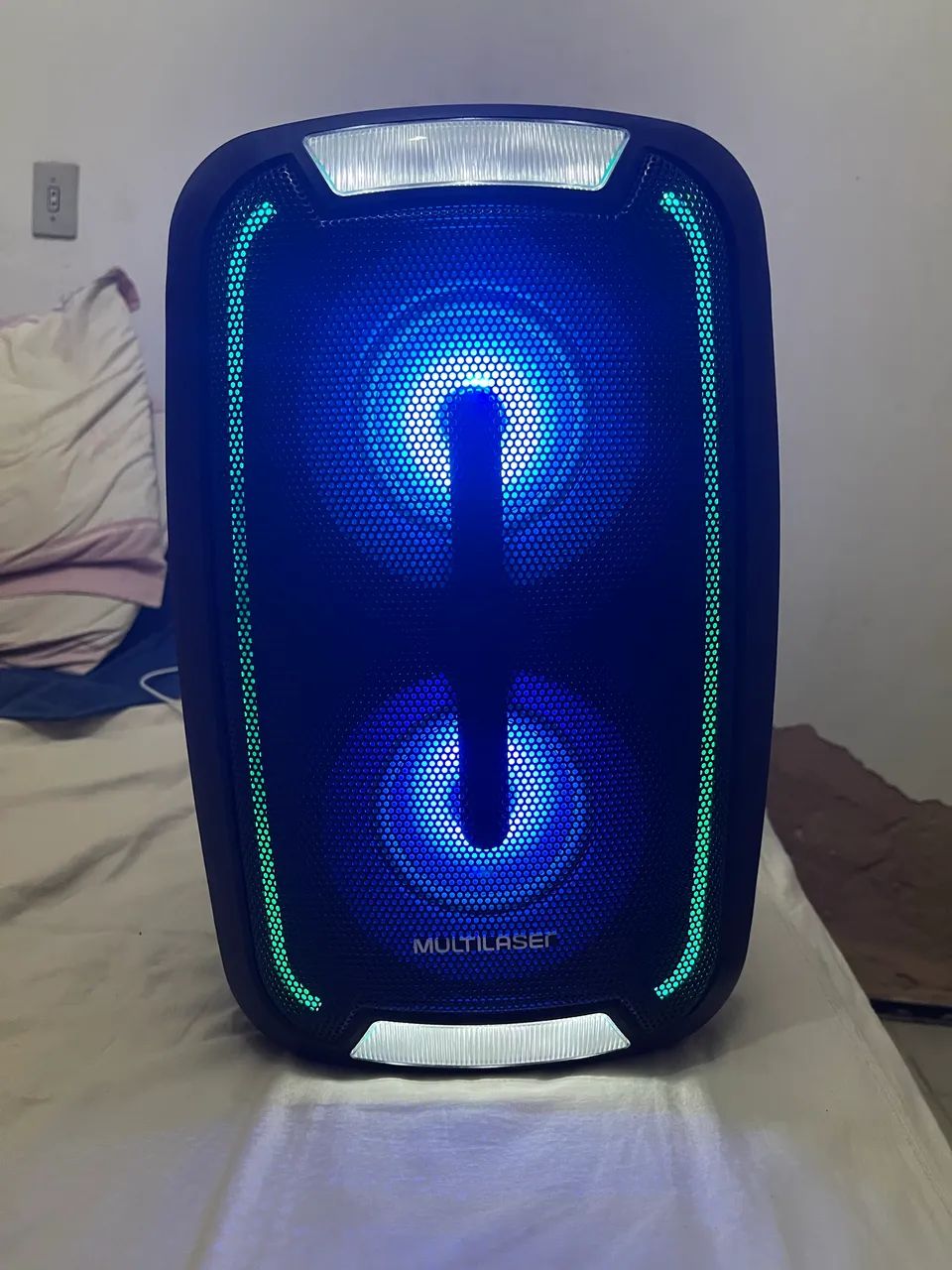CAIXA DE SOM MULTILASER COM LEDS FRONTAIS E E INTERIOR 200W RMS - Foto 5