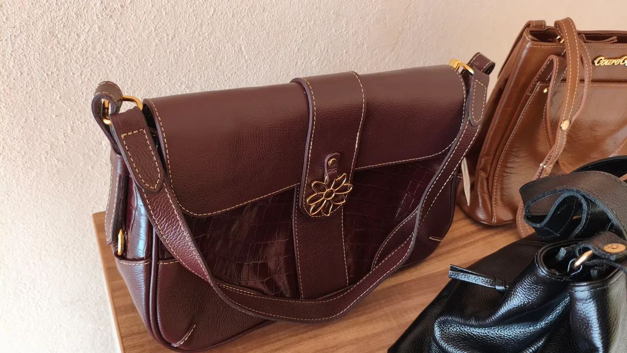 Bolsas Legítimo Couro Café  - Foto 2