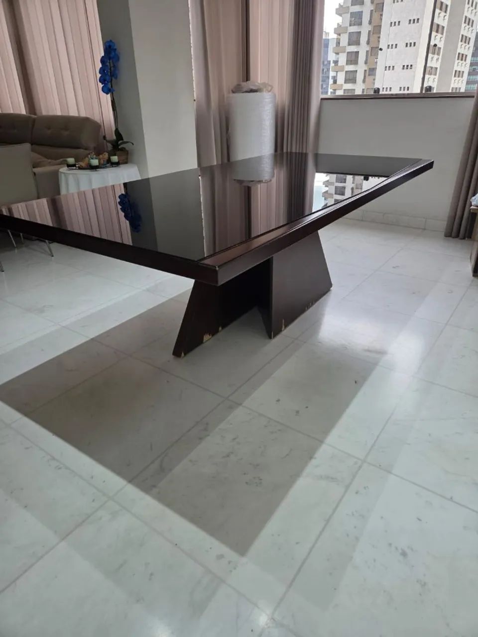 Mesa de madeira com tampo de vidro Líder Interiores  - Foto 2